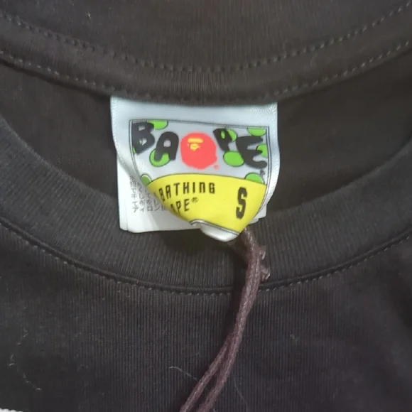 Bape Black Short Sleeve Tee with Purple & Green Camo Ape Logo - Picture 2 of 4